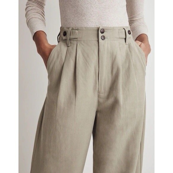 Madewell The Harlow Wide-Leg Trouser Pants in Beige Size 4T - Picture 5 of 12